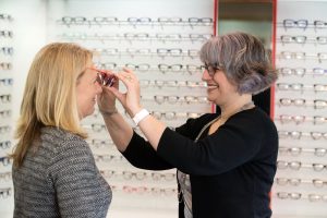 Fitting glasses at Hampton Eyecare Optometrists